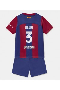 Barcelona Alejandro Balde #3 Jalkapallovaatteet Lasten Kotipeliasu 2023-24 Lyhythihainen (+ Lyhyet housut)